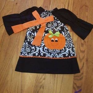 Pumpkin Damask Applique Dress-NEW